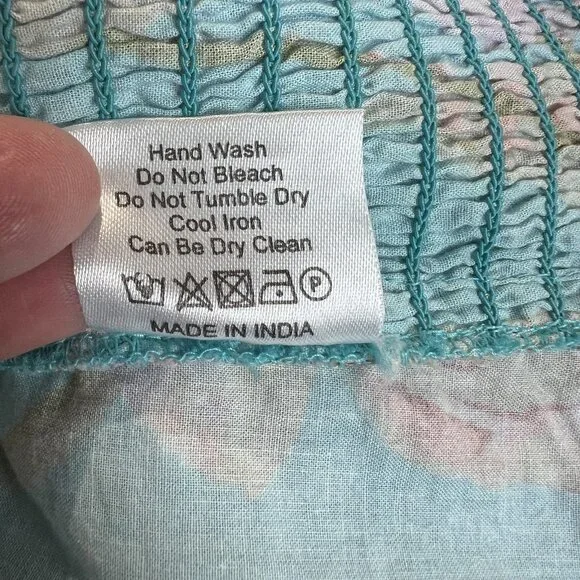 Anthropologie Love The‎ Label Top Womens XL Blue Floral Puff Sleeve Asymmetrical - Picture 13 of 14